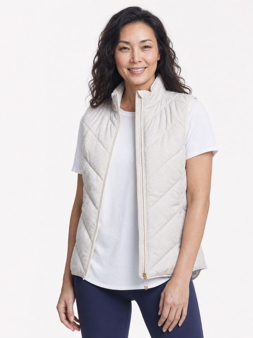 Sketchers Beige Print Puffer Vest 