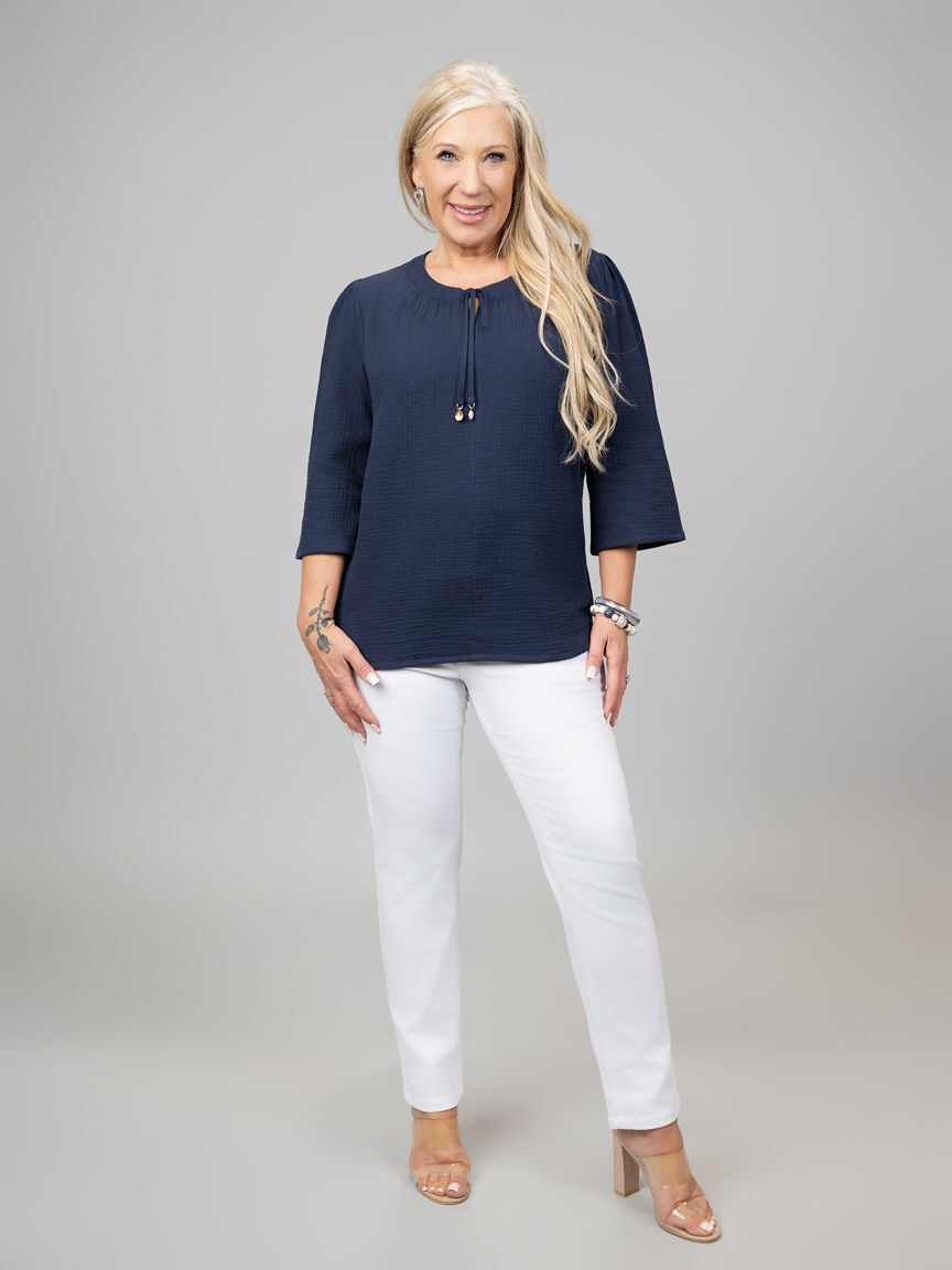 3/4 Sleeve Gauze Blouse  Image 1