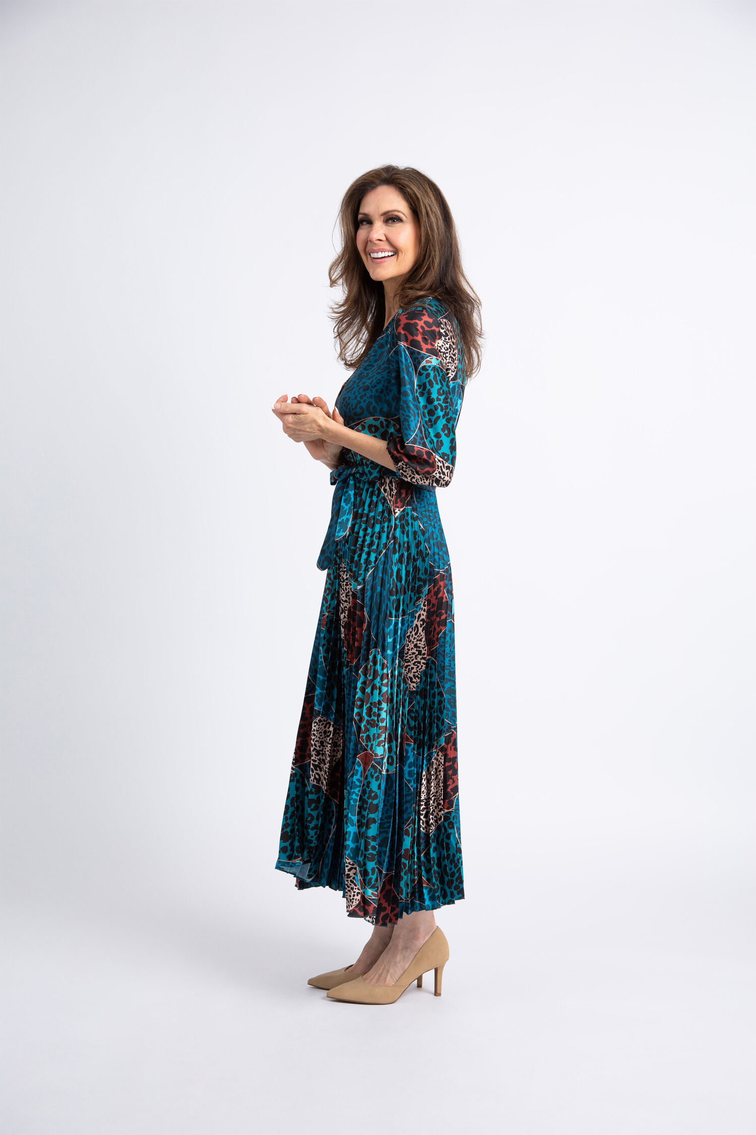 Puff Sleeve Pleated Maxi Dress  Image 2