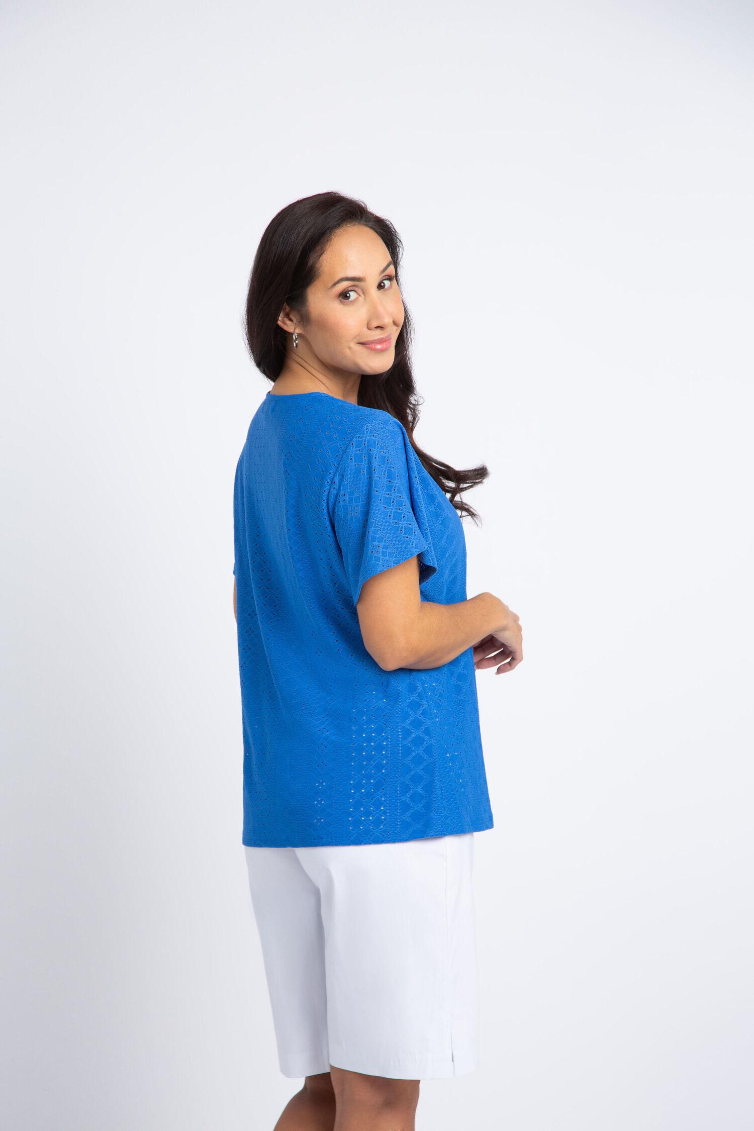 Short Sleeve Eyelet Top Image 3
