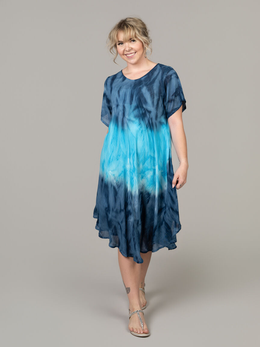 Short Sleeve Tie Dye Dress | Shiva | Suzanne's Short Sleeve Tie Dye Dress | Shiva | Suzanne's