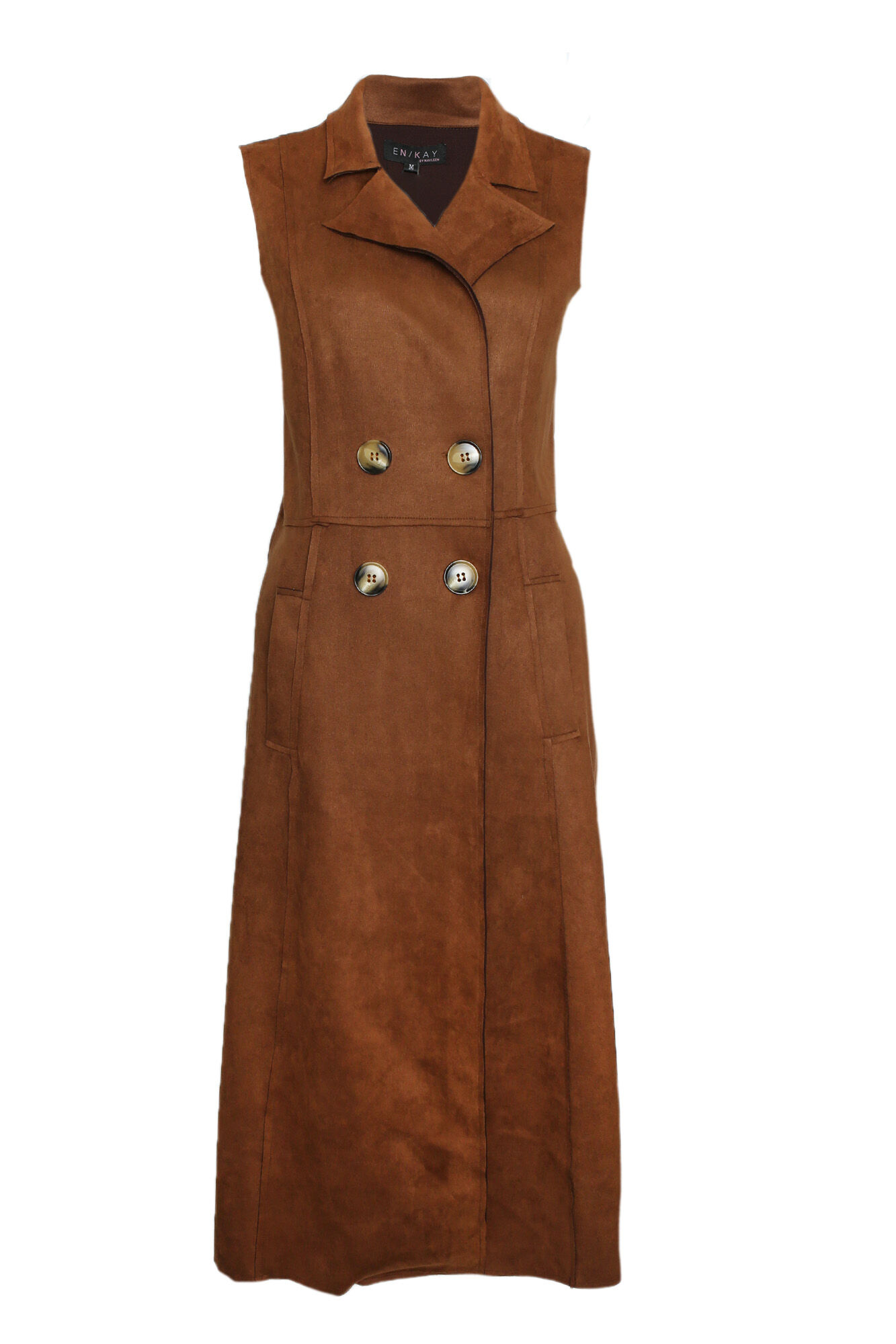 Faux Suede Sleeveless Duster