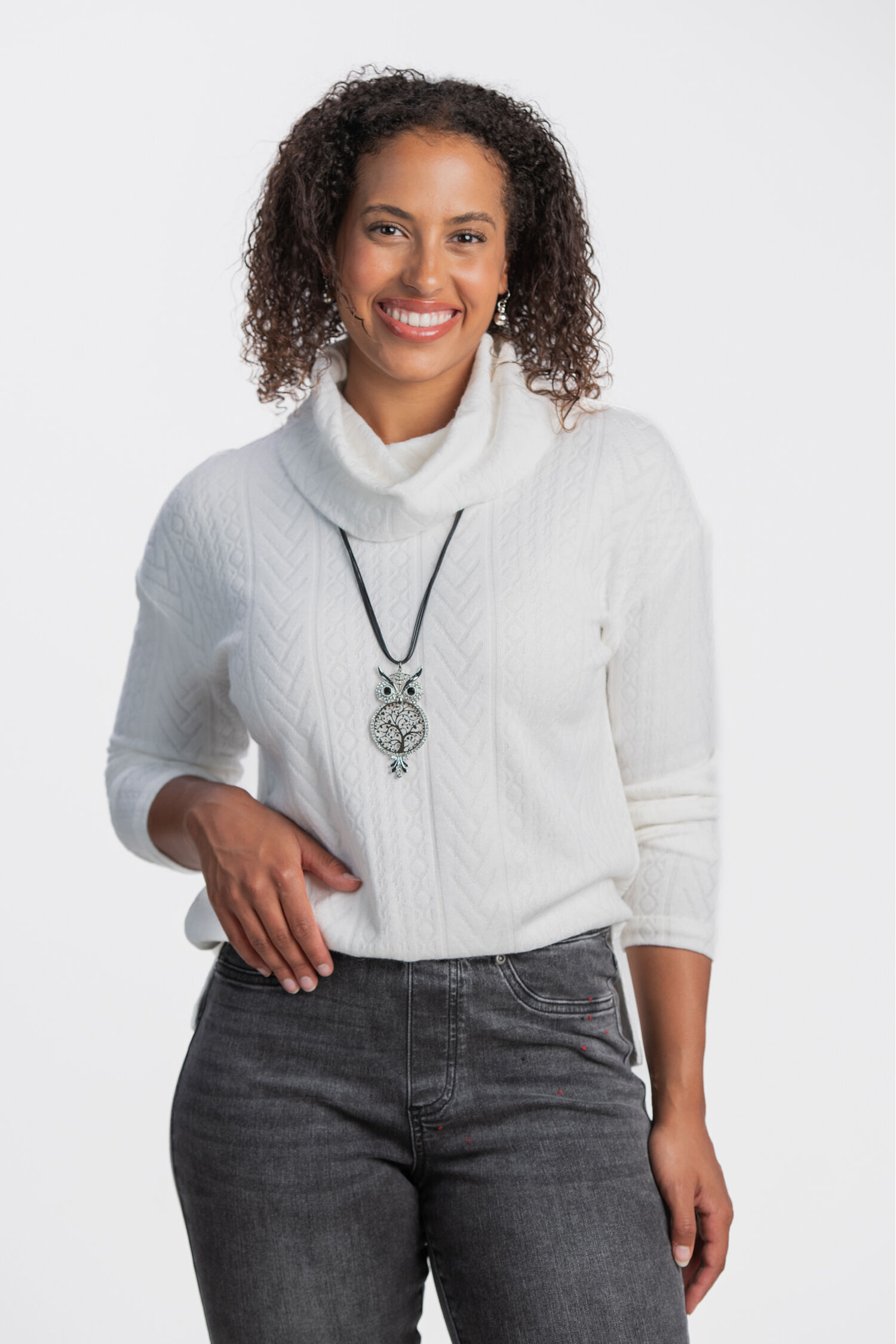Long Sleeve Cowl Neck Pullover  Image 4