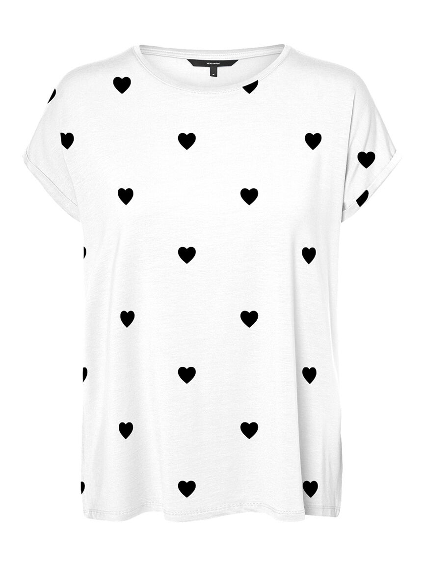 Heart Print Short Sleeve Top