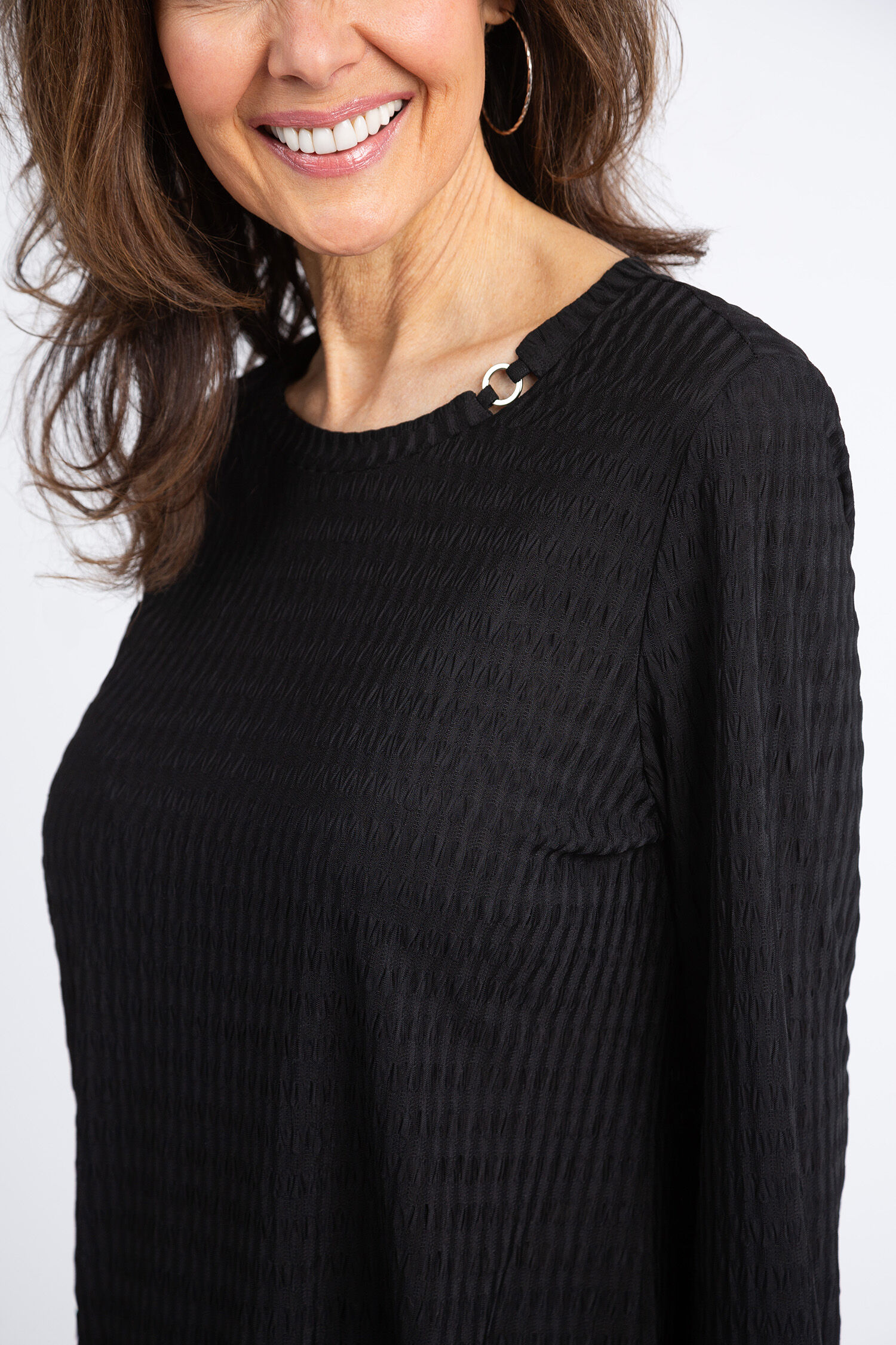 Stretch Knit Ribbed Long Sleeve Top Image 5
