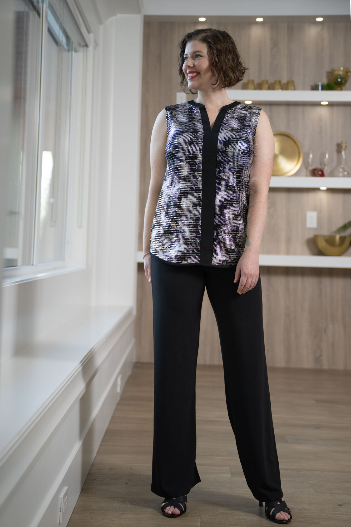 Dressy Notch Taupe Tank  Image 3