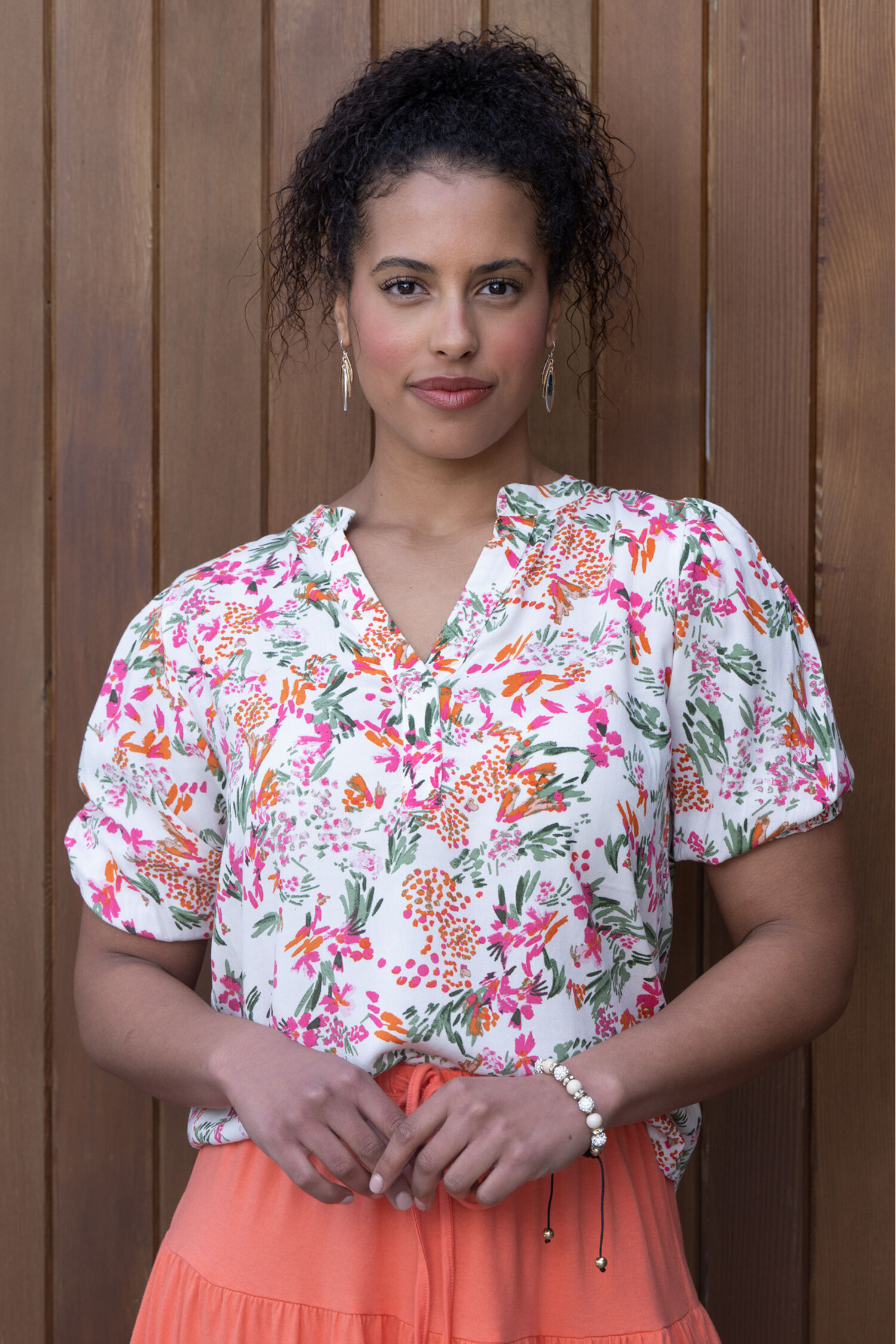 Mandarin Collar Printed Blouse Image 1