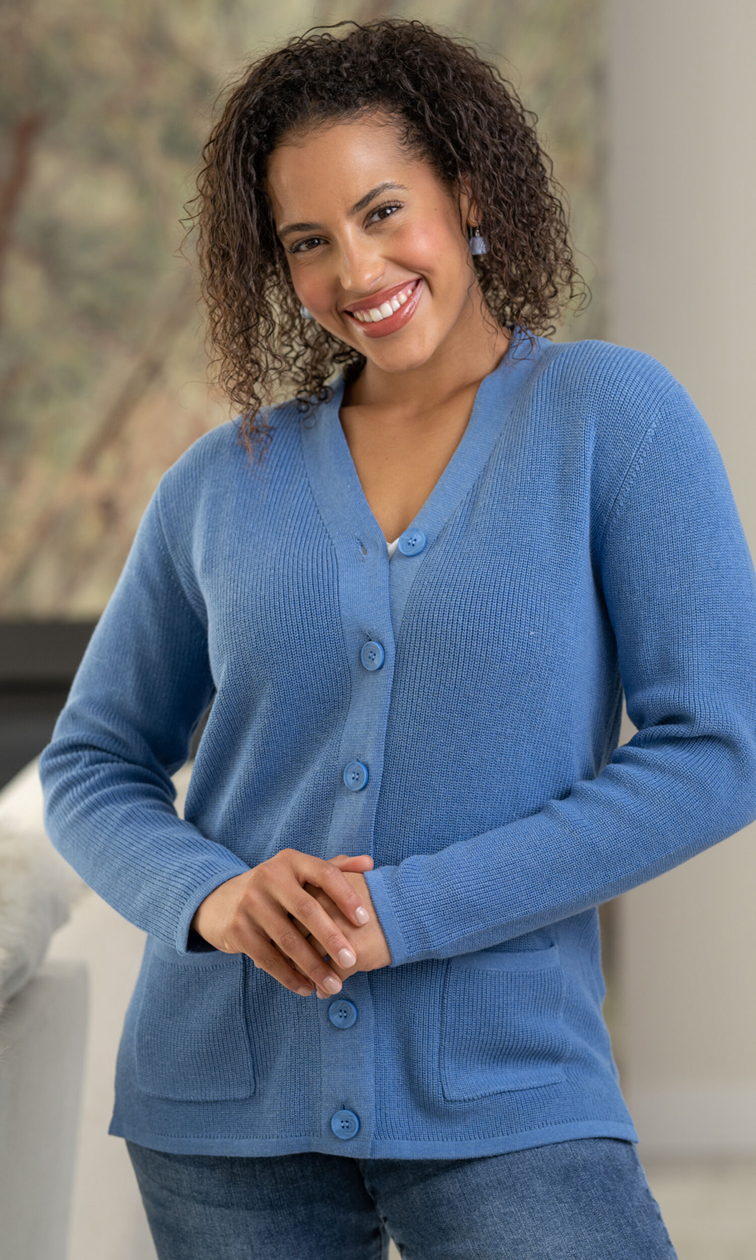 Button Front Tight-Knit Cardigan Image 1