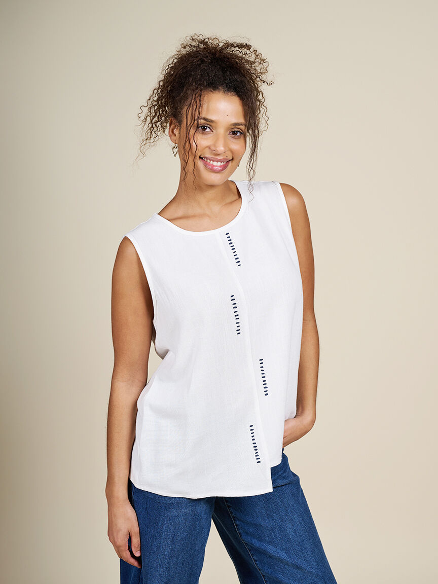 Sleeveless Linen Blend Top  Image 1