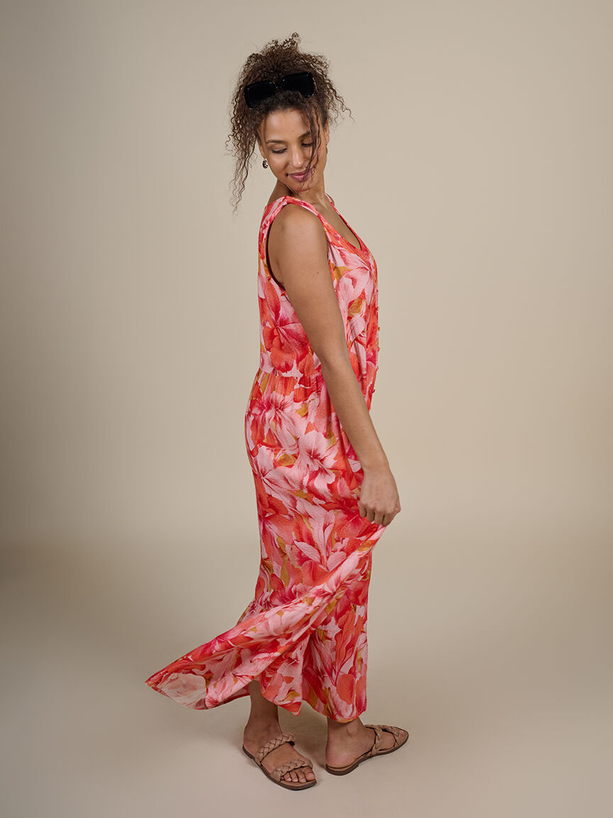 Printed Jacquard Sleeveless Maxi Dress  Image 3