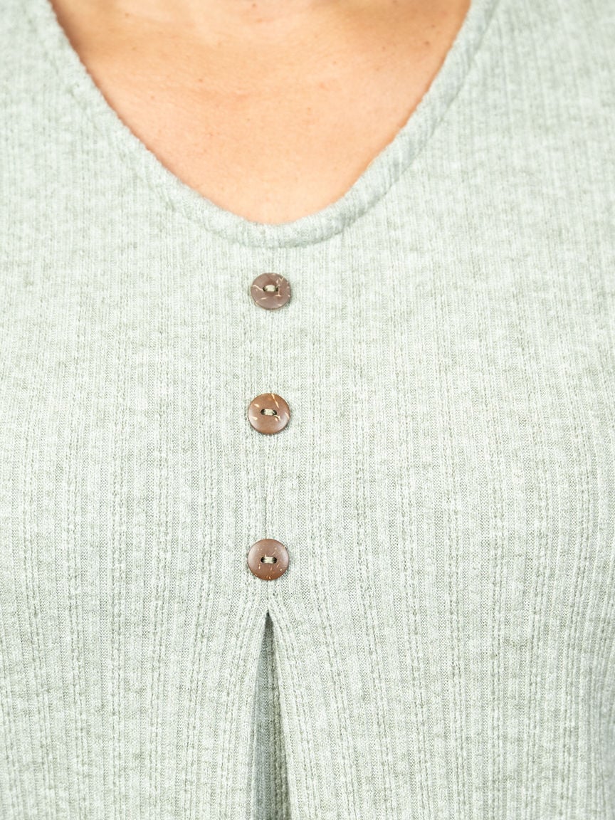 Elbow Sleeve V-Neck Top