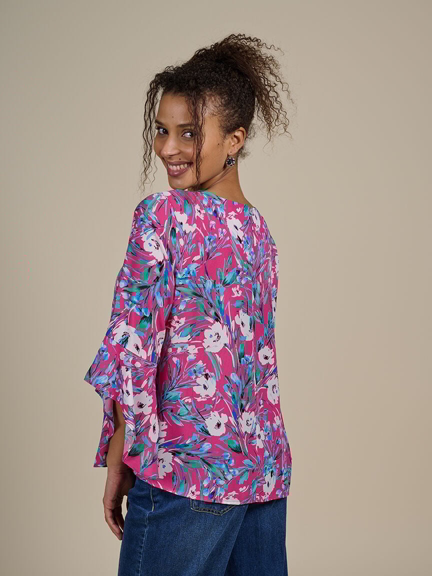 &frac34; Sleeve Floral Blouse 