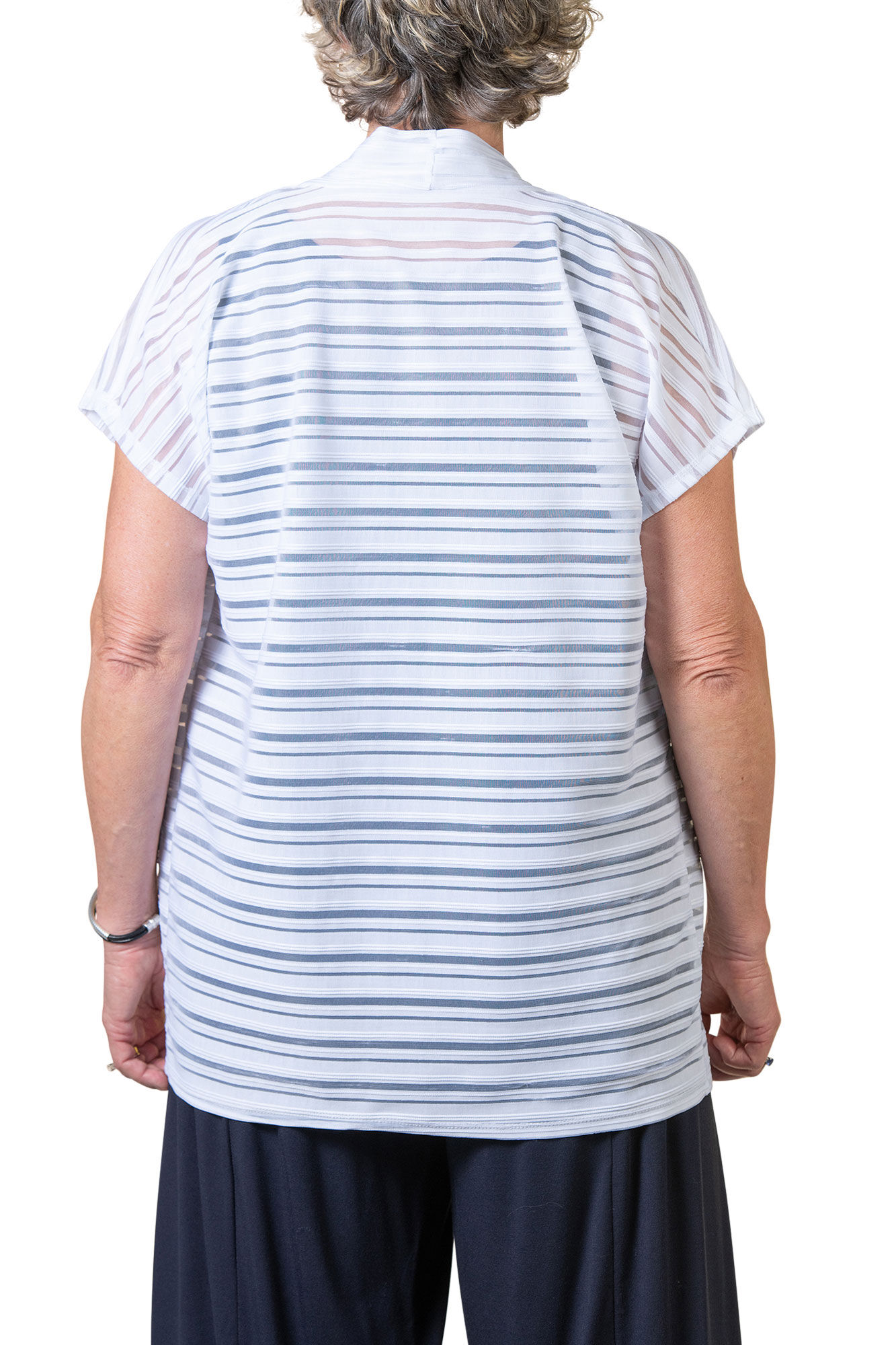 Cap Sleeve Sheer Stripe Cardigan Image 2