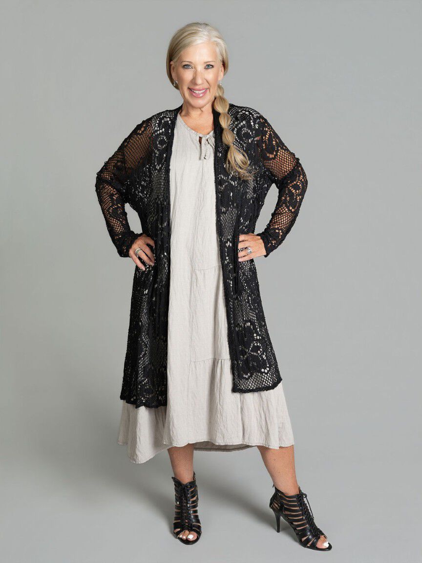 Long Sleeve Mesh Cardigan Image 1