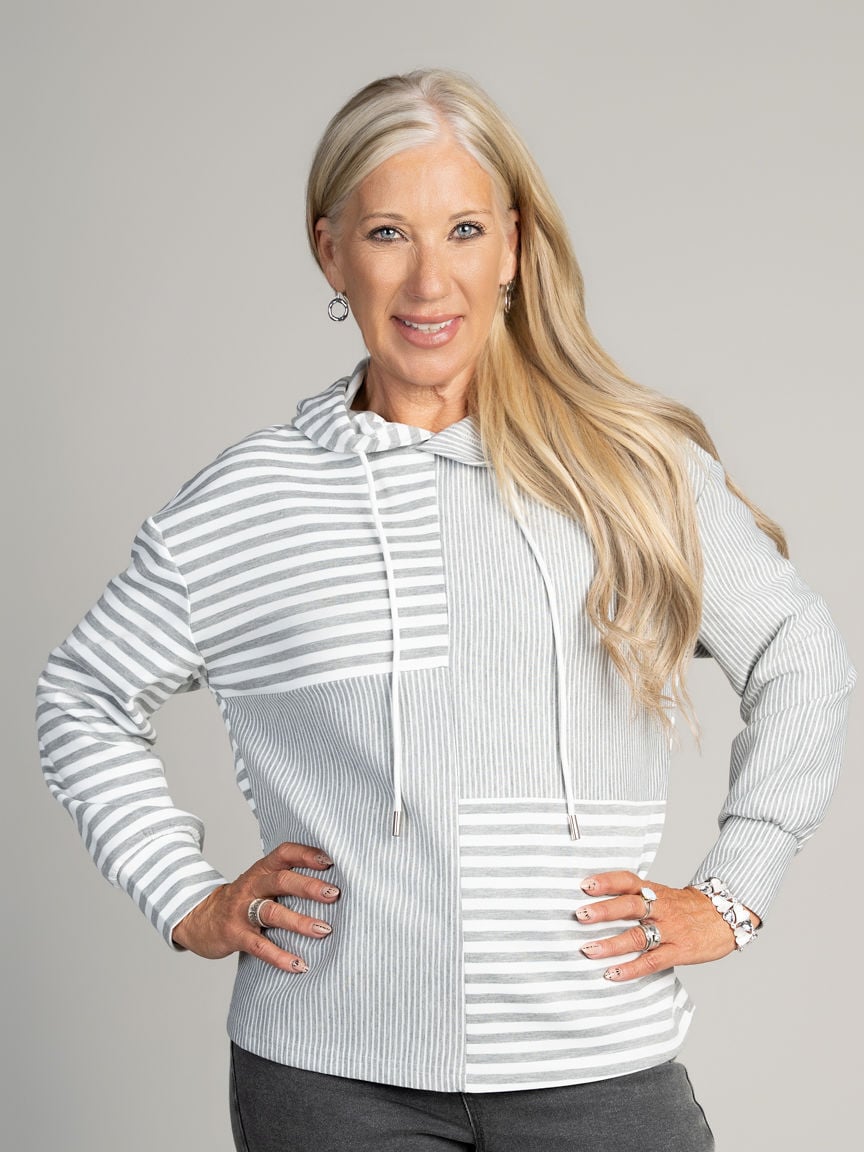 Striped Hooded Top