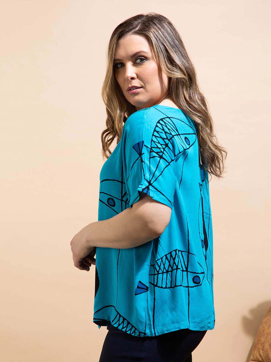 Oversize Fish Print Top Image 3