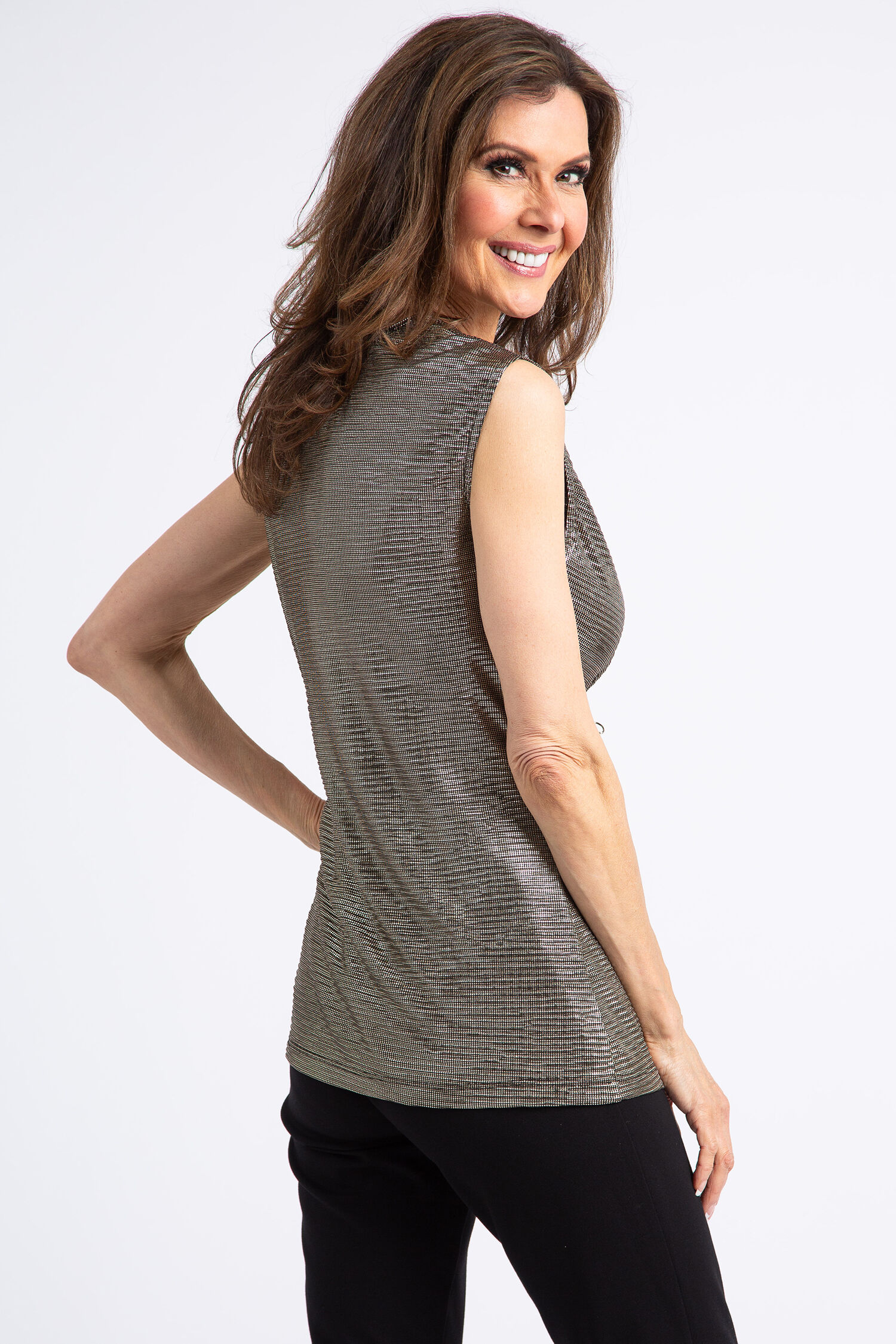 Sleeveless Cowl Neck Metallic Top Image 4