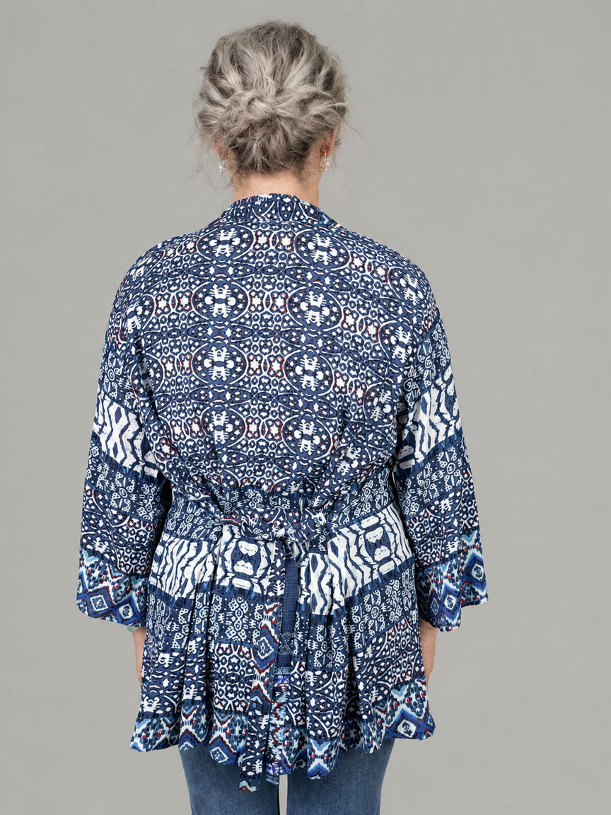 Thigh Length Kimono With Waist Tie