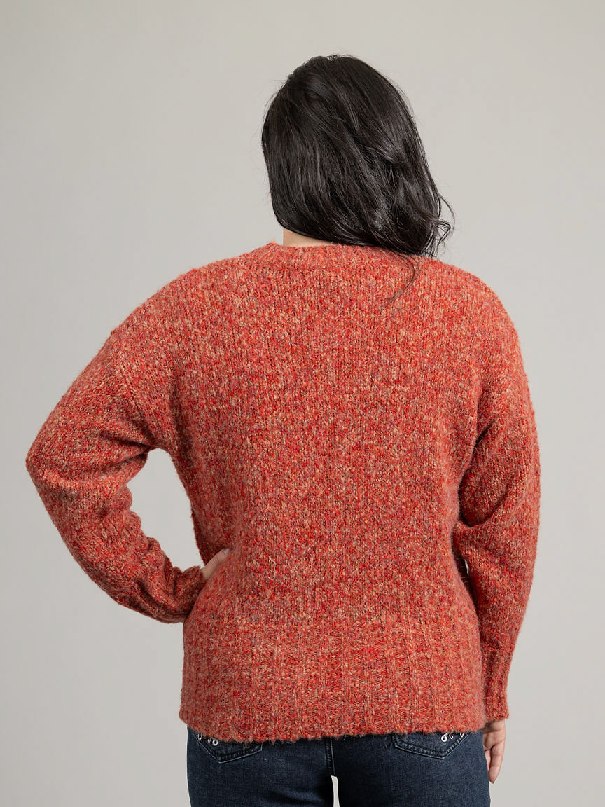 Long Sleeve Knit Sweater With Ribbed Trim Image 4