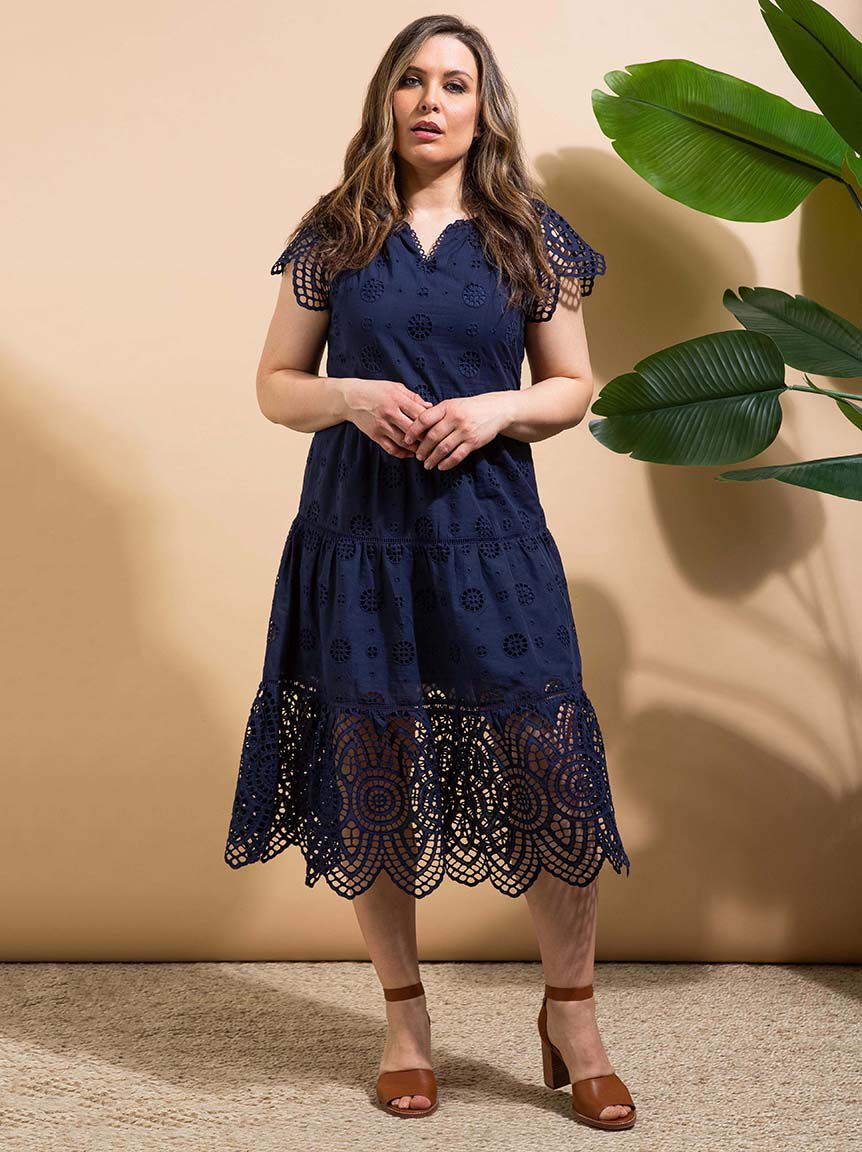 Cotton Eyelet Dress w/ Tassels Image 1