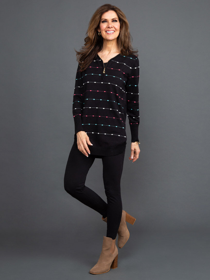 Long Sleeve Zip Neck Sweater Image 1