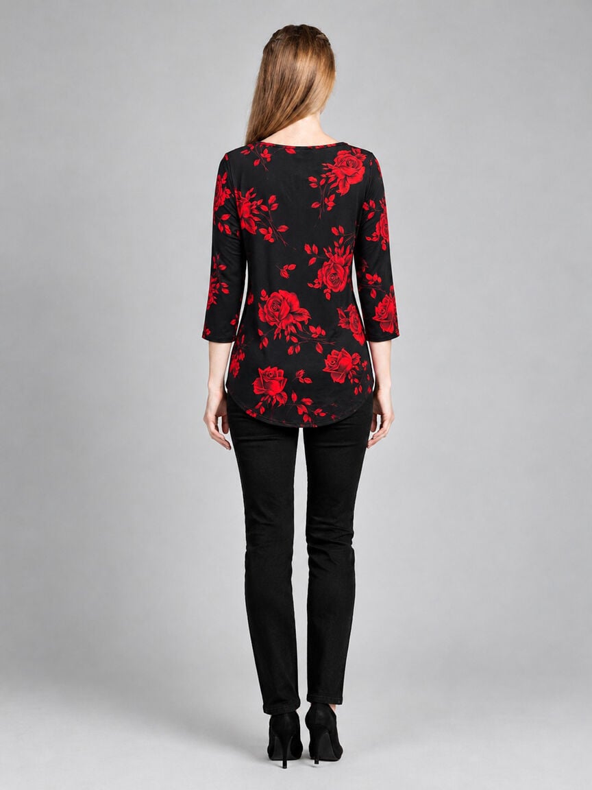 3/4 Sleeve Keyhole Top