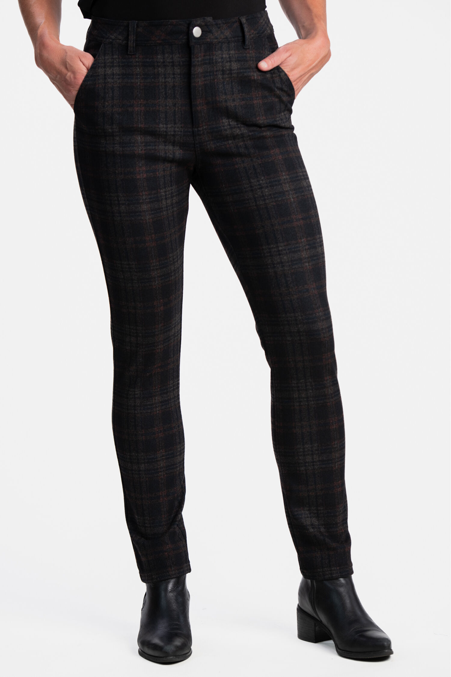 Mid-Rise Plaid Pants  Image 1