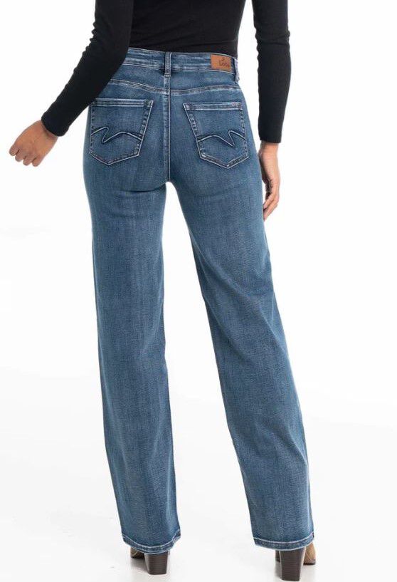 High-Waist True Blue Wide-Leg Four Pocket Denim  Image 2