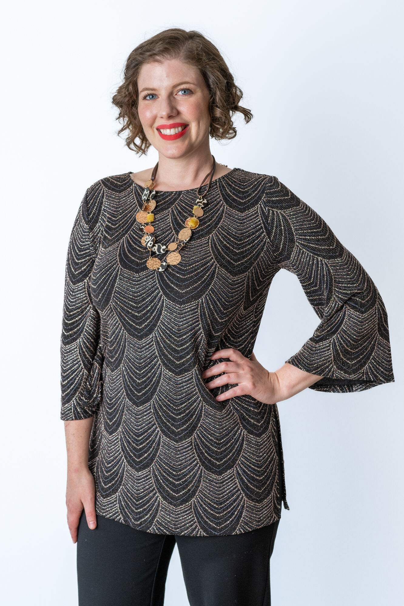 Sparkly Rose-Gold Metallic Shirt Image 1