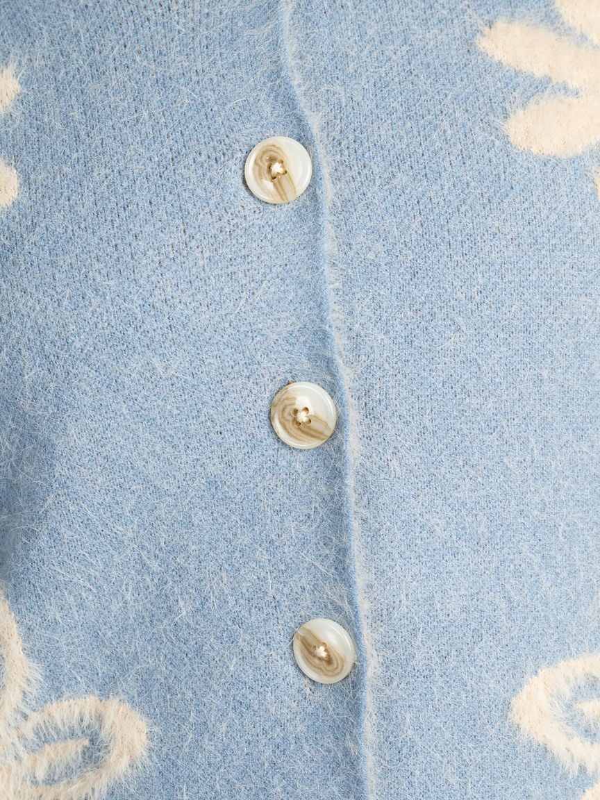 Fuzzy Floral Button Front Cardigan