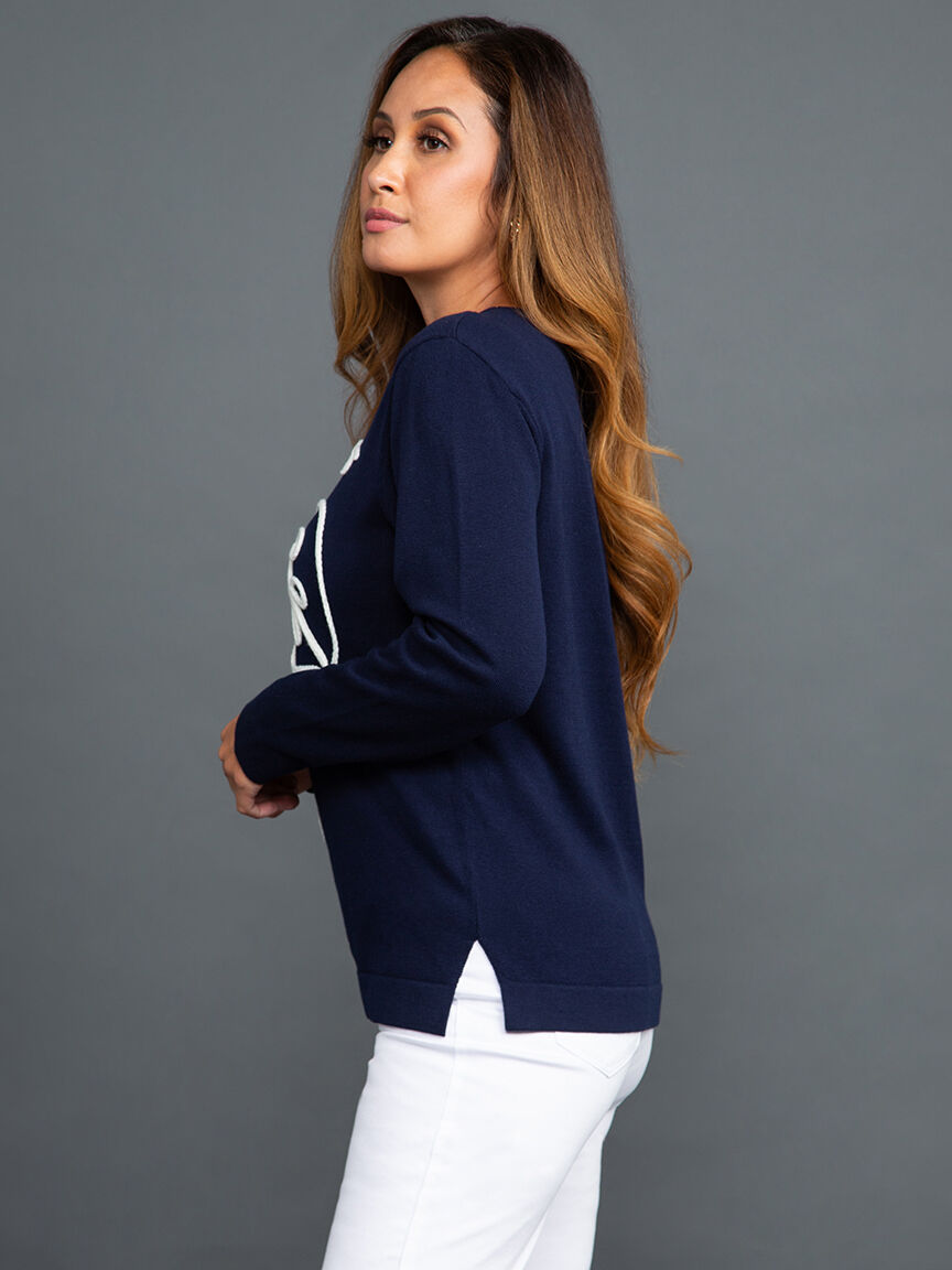 Embroidered Leaf Knit Sweater Image 3