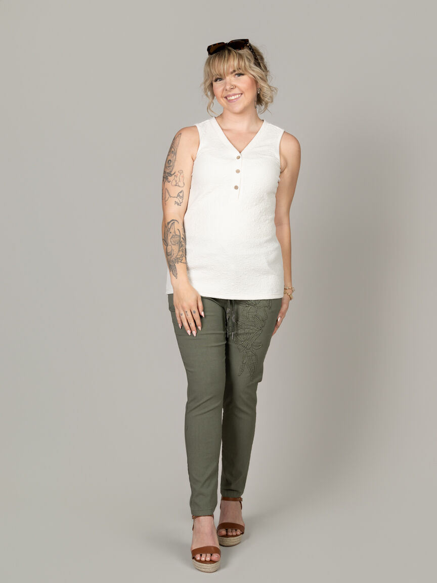 Sleeveless Textured V-Neck Top