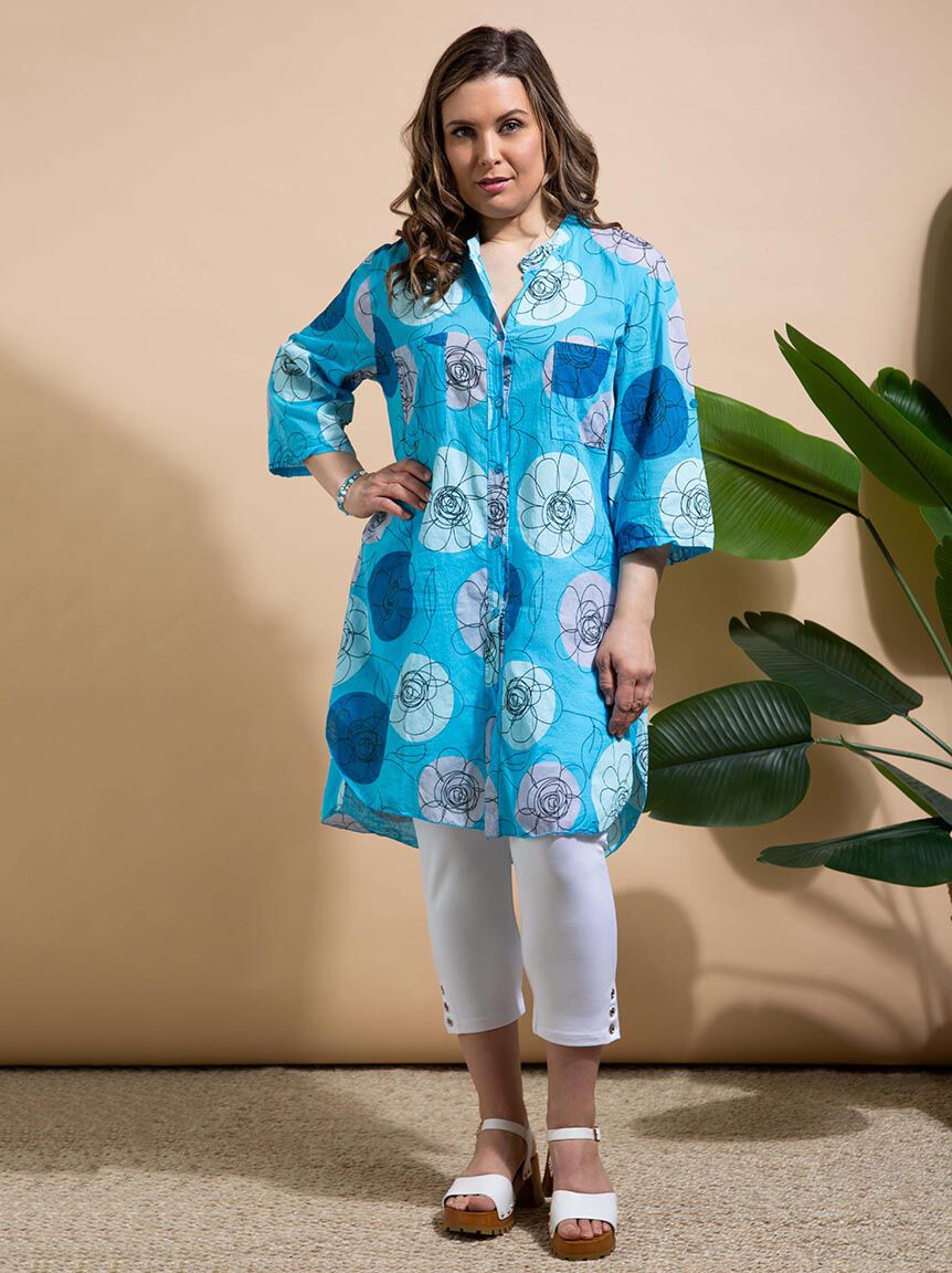&frac34; Sleeve Floral Tunic Image 1