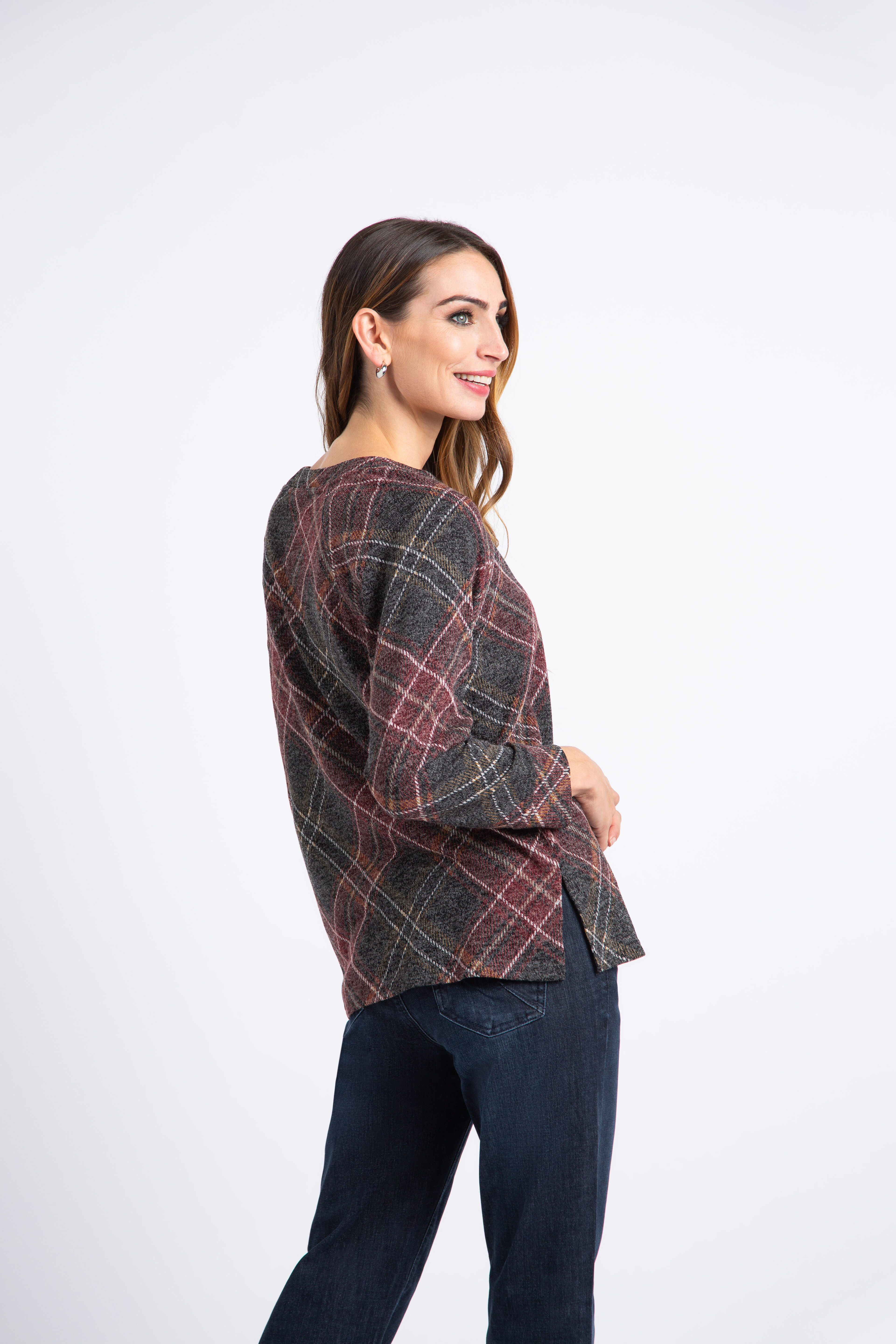 Plaid Raglan Top  Image 3
