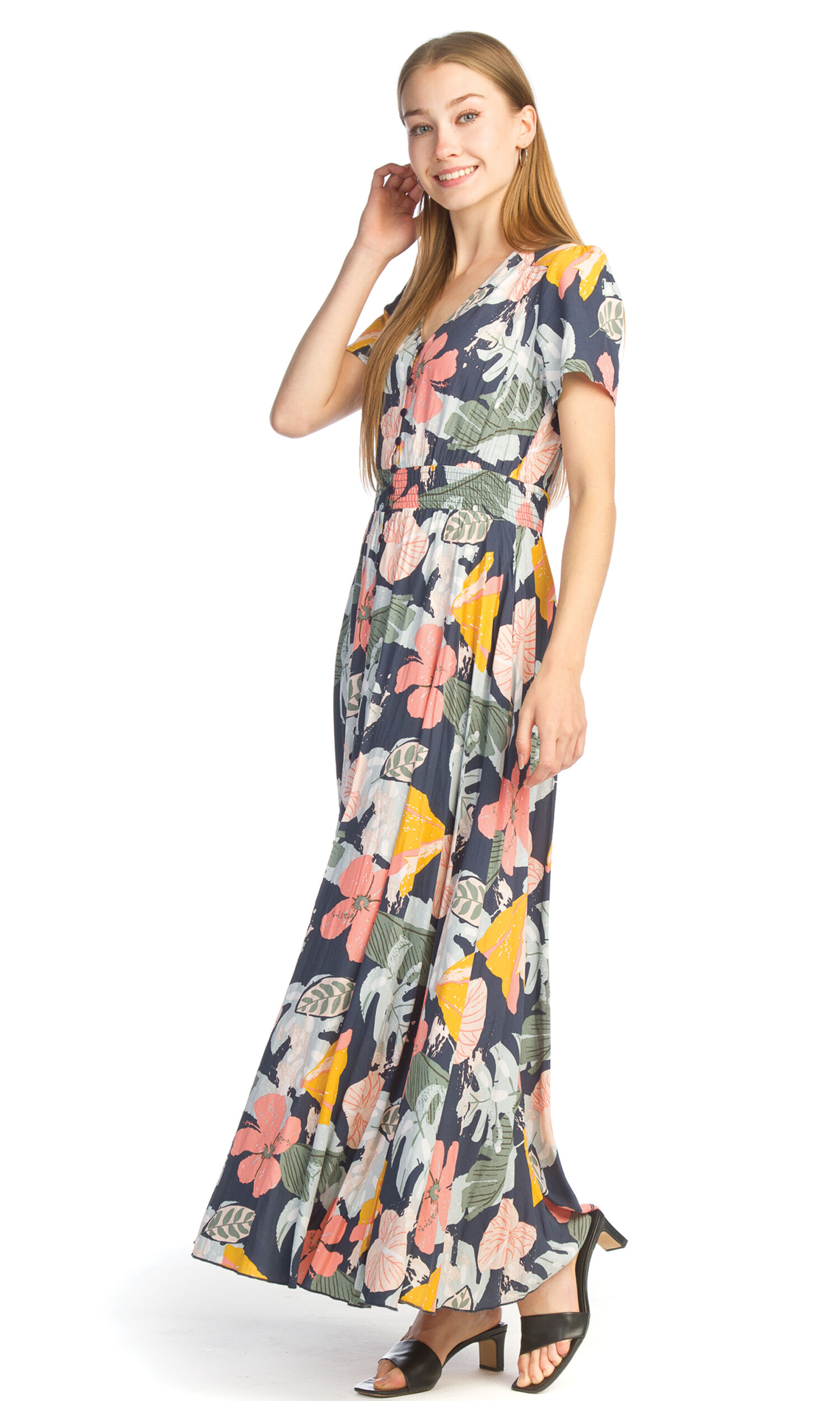 Floral Short Sleeve Maxi Dress