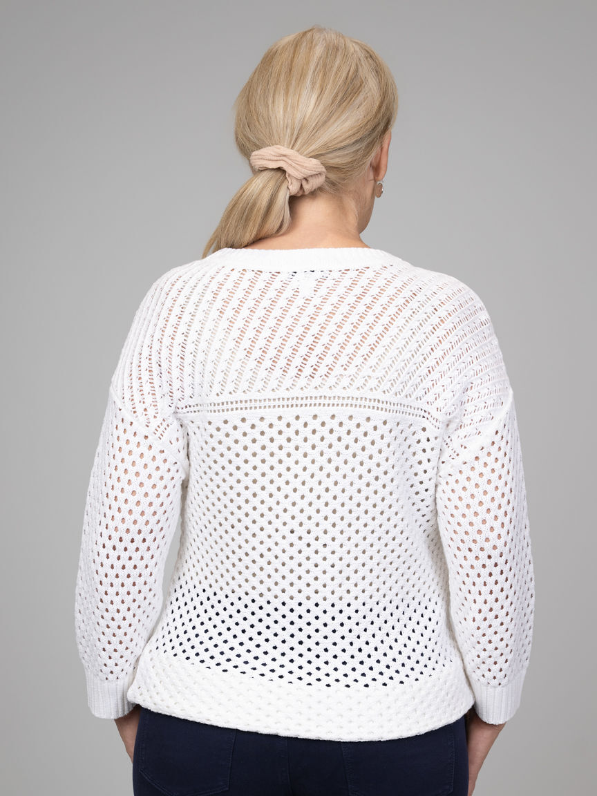 3/4 Sleeve Open-Stitch Top Image 4