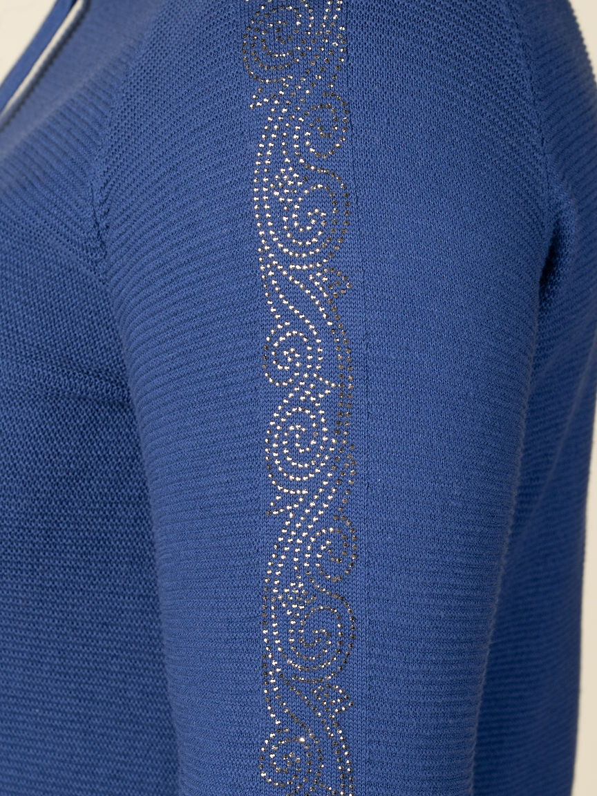 Cowl Neck Sweater With Hotfix Sleeves