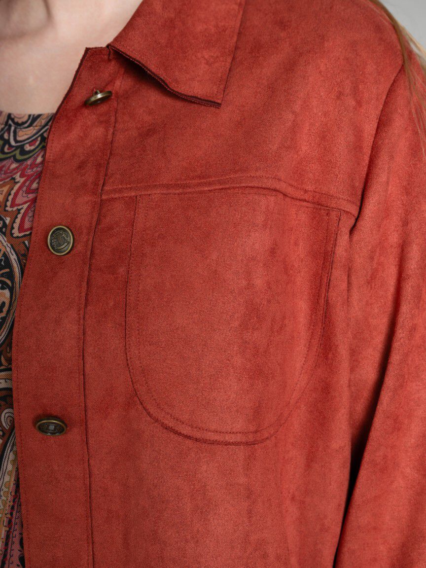 Faux Suede Button Up Jacket