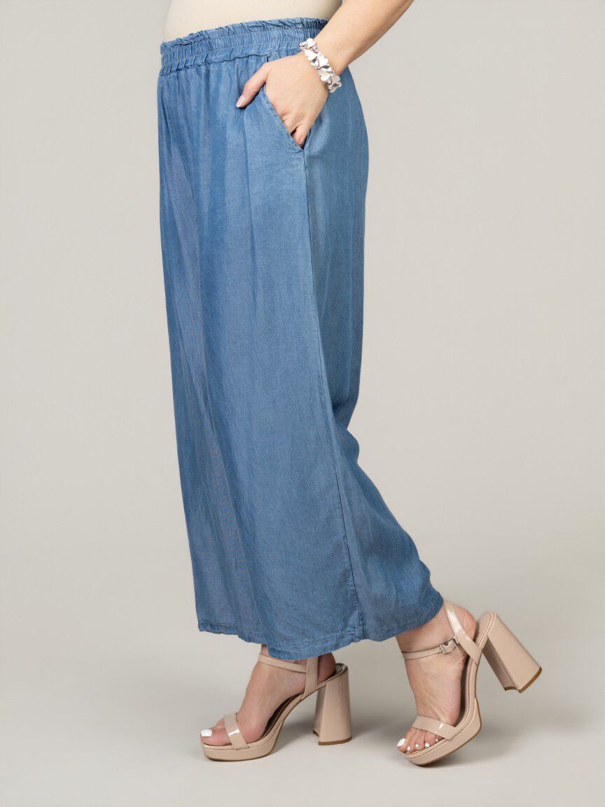 Pull-On Cropped Tencel Pants