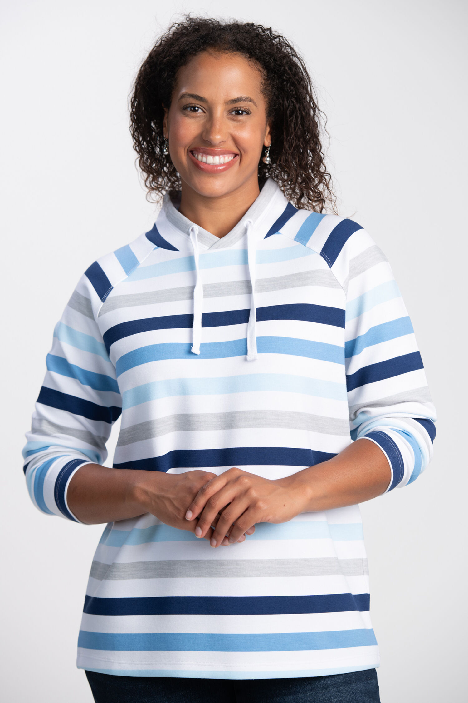 Drawstring Collar Long Sleeve Top  Image 1