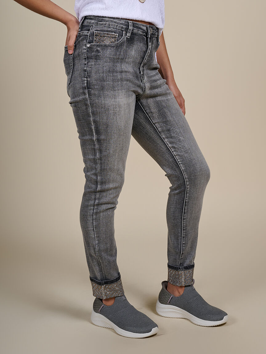 Embellished Straight Leg Jeans 