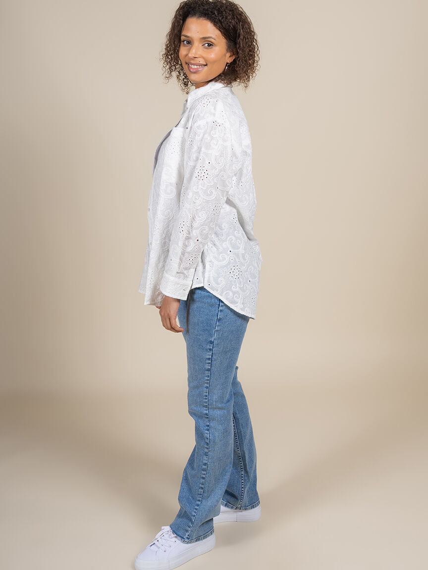 Eyelit Long Sleeve Blouse Image 3