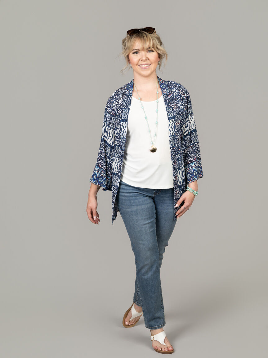 Thigh Length Kimono With Waist Tie