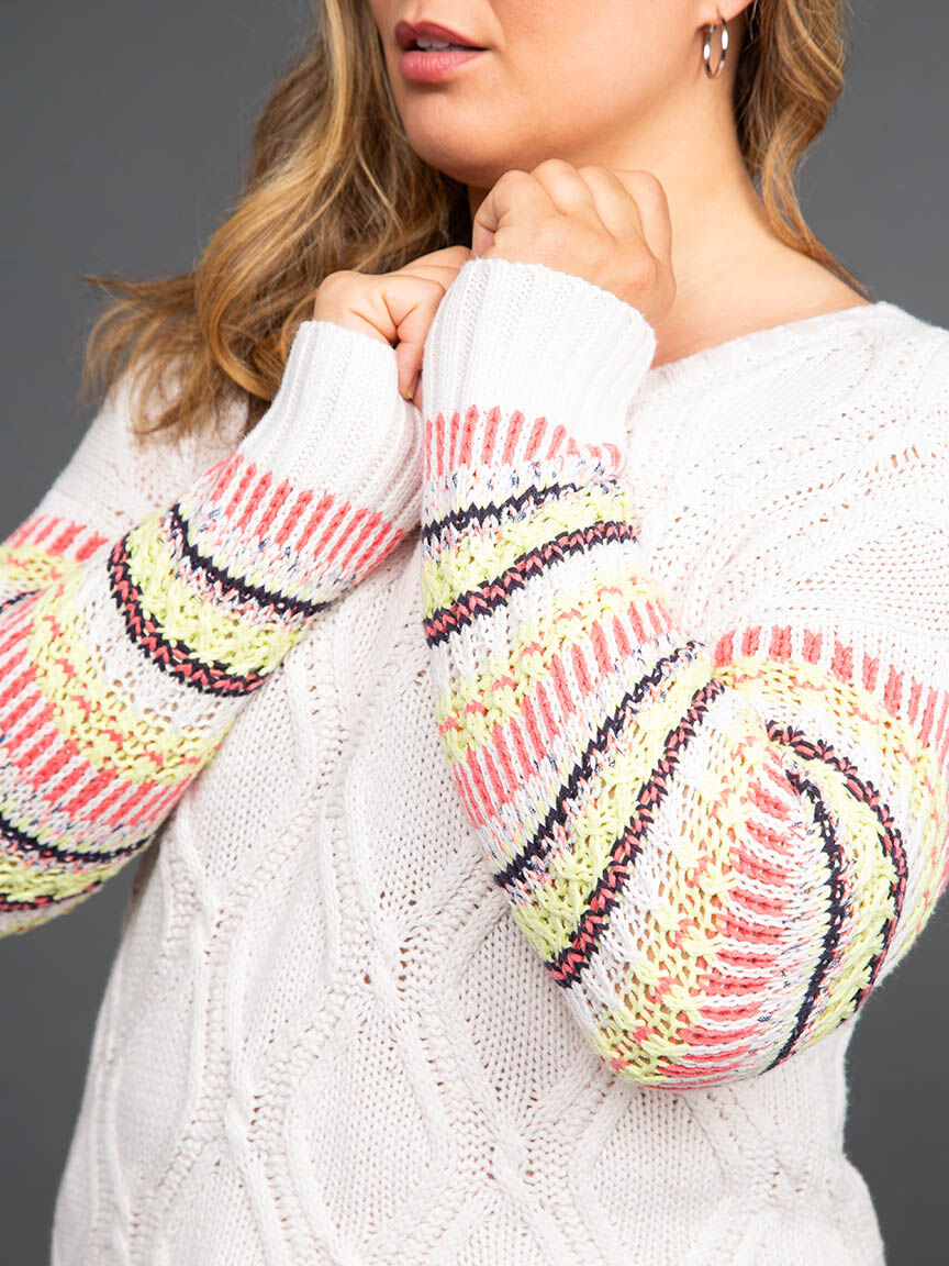 Long Sleeve Sweater with Contrast Sleeves Image 5