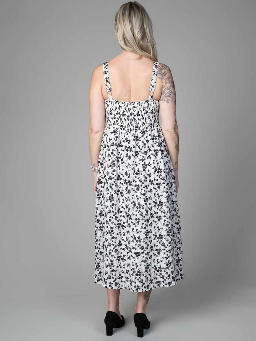 Sleeveless Floral Button Down Dress