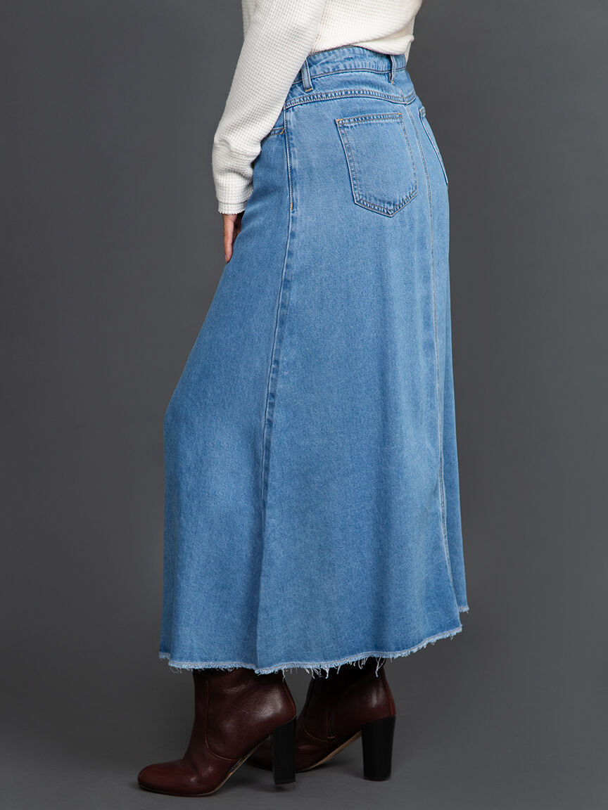 Flowy Lyocell Button-Up Midi Skirt Image 3