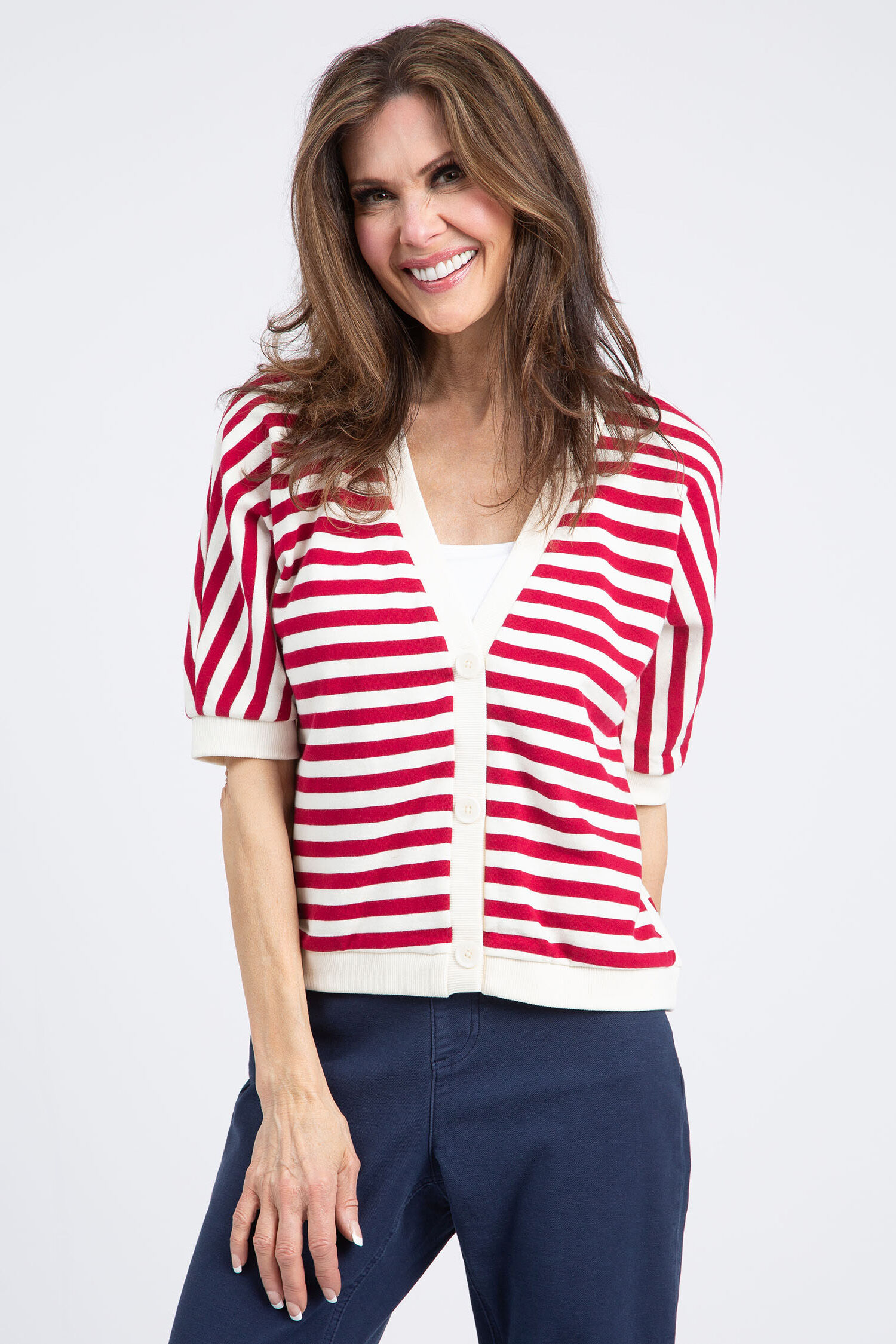 Cotton Elbow Sleeve Dolman Cardigan Image 1