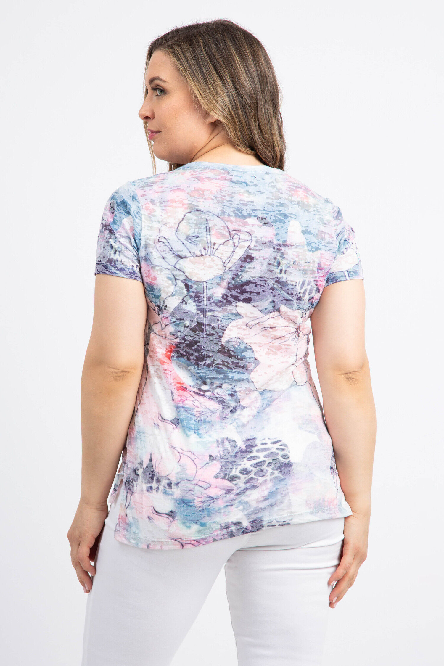 Rhinestone Floral Burnout Tee Image 4