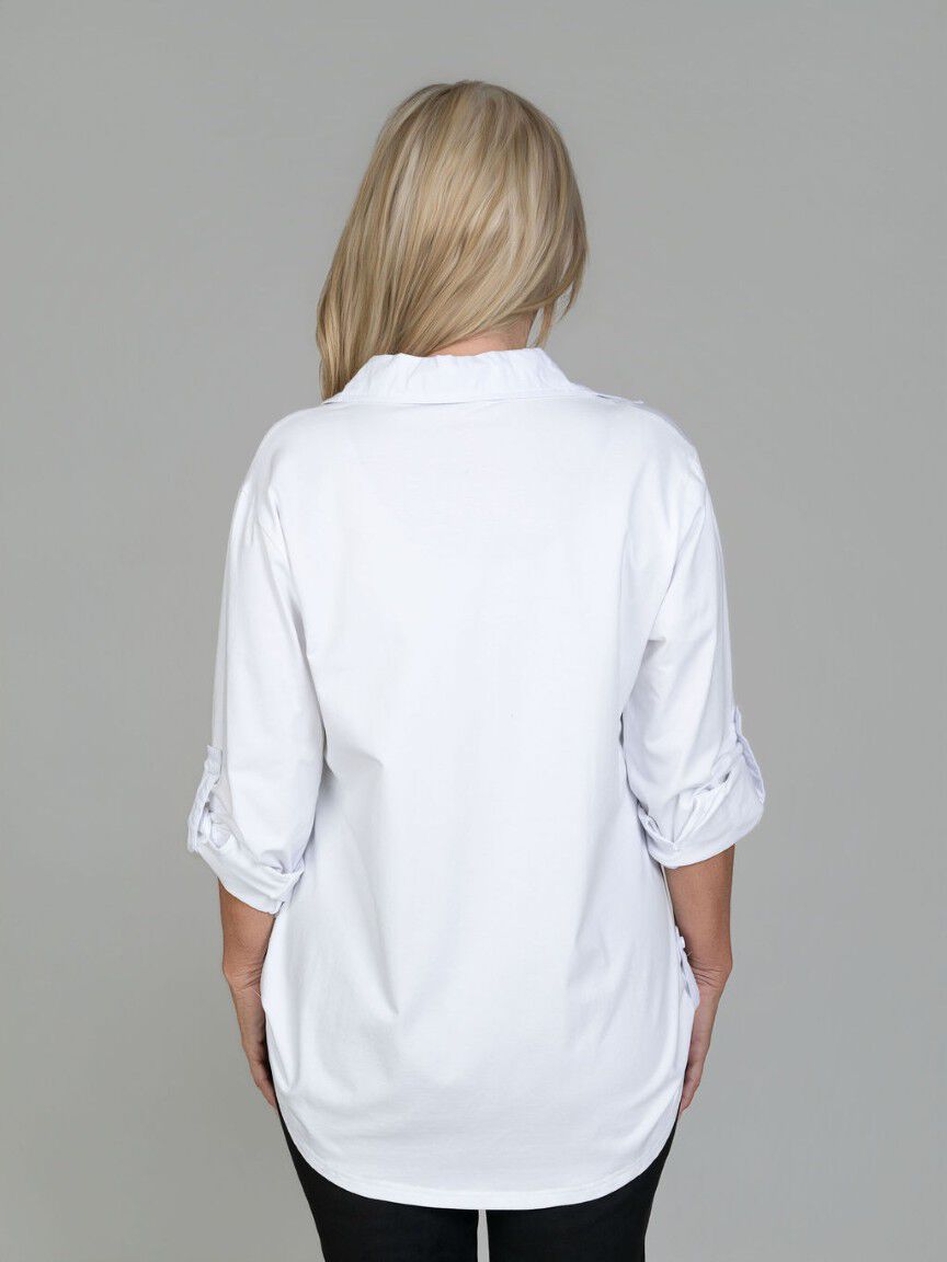 Mixed Media Button Down Blouse
