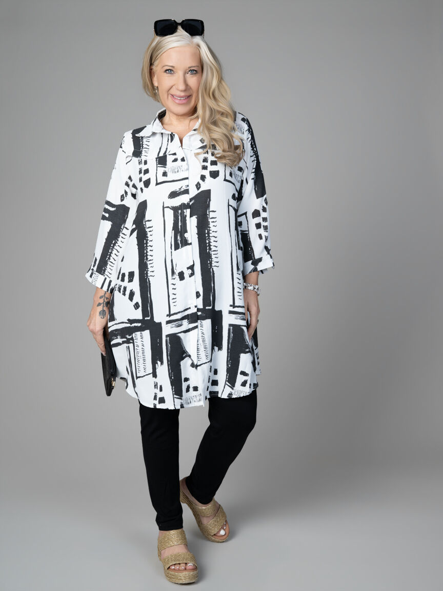 3/4 Sleeve Button Up Duster